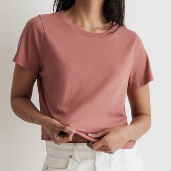 Madewell Tops - Madewell Softfade Cotton Boxy-Crop Tee in Vintage Quartz, Size Small